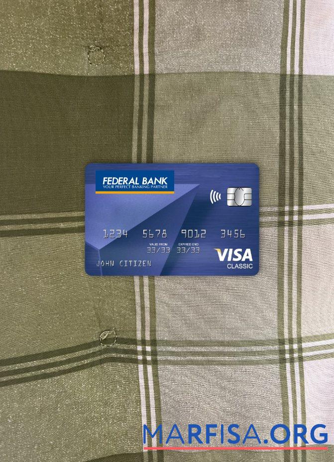 Blank India Federal bank visa classic card photolook front download for verification